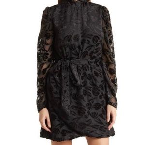 NSR Mock Neck Velvet Burnout Mini Dress